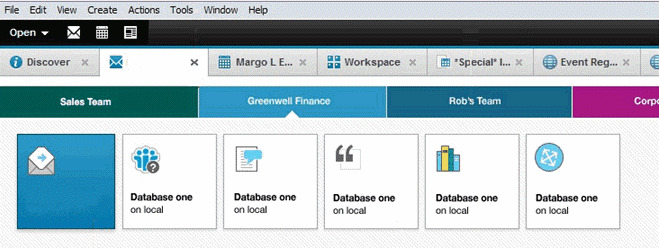 Workspace showing applications