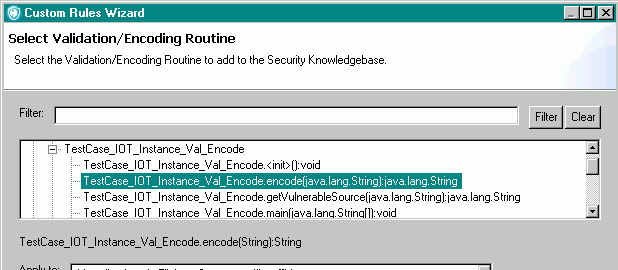 TestCase_IOT_Instance_Val_Encode.encode(java.lang.String): java.lang.String sélectionnée sur la page Sélectionner une routine de validation/codage