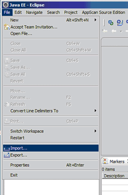 File menu with Import selected
