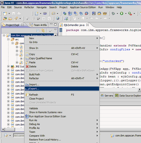 Export selected in the menu after right clicking the project in the Project Explorer view