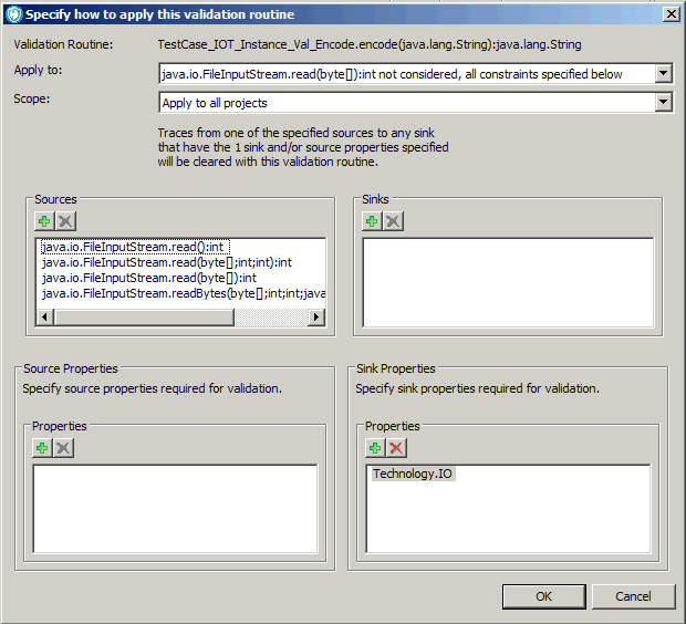 Completed Specify how to apply this validation routine dialog box