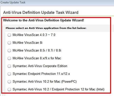 Anti-Virus Definition Update Task Wizard