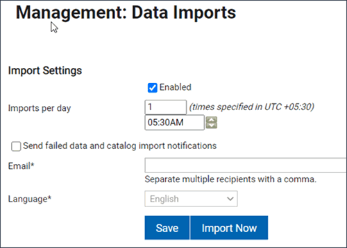 Data Import notification setting