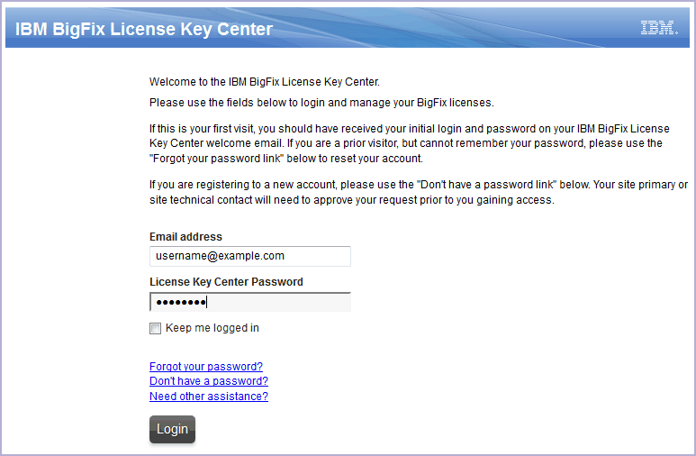 BigFix License Key Center