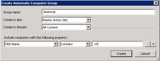 Create Automatic Computer Group window.
