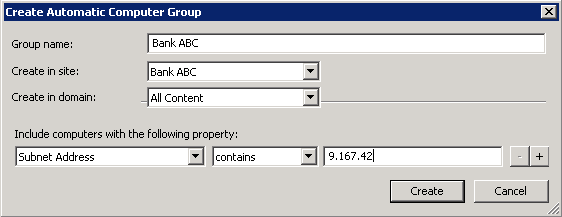 Create Automatic Computer Group window