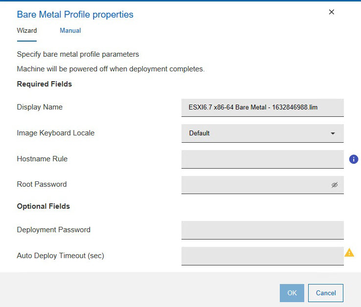 Creating a Bare Metal Profile for VMware images