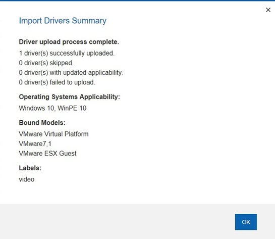 Summary Results of Import drivers action