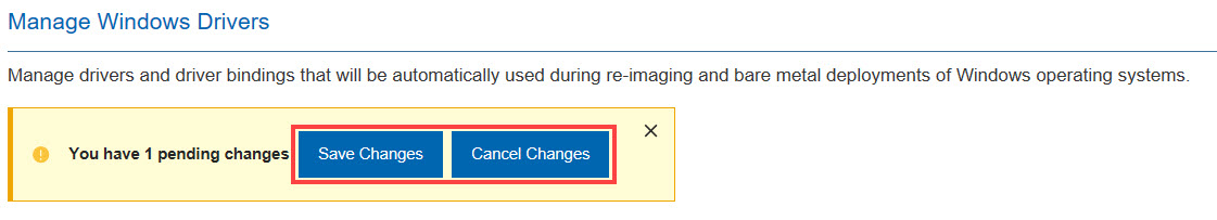 Saving or canceling changes in the import drivers section