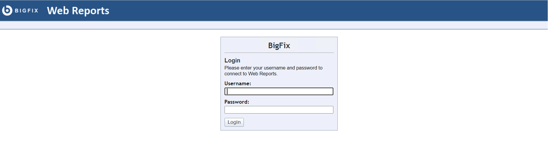 Entering the Web Reports username and password and clicking Login