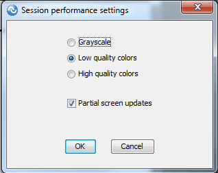 Select the color option from grayscale, low quality colors, or high-quality colors.