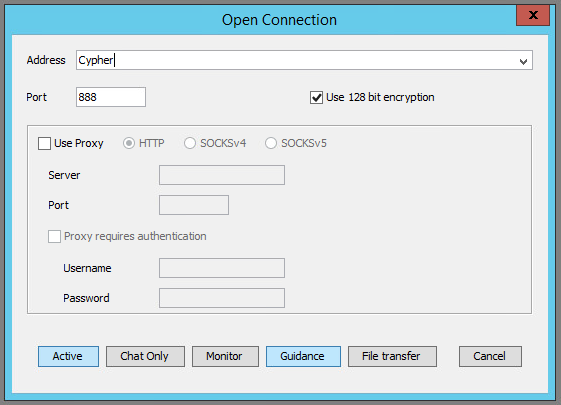Open connection window