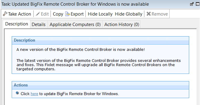 Description of the Update broker for windows task