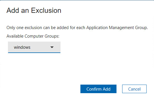 Selecting an exclusion from available computer groups