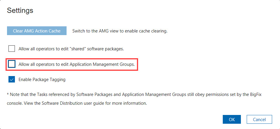 Edit Application Management Groups setting