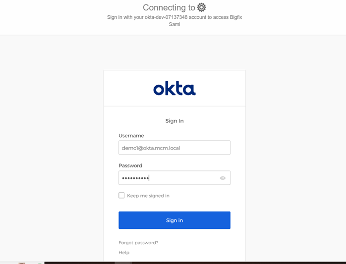 Okta Sign In page