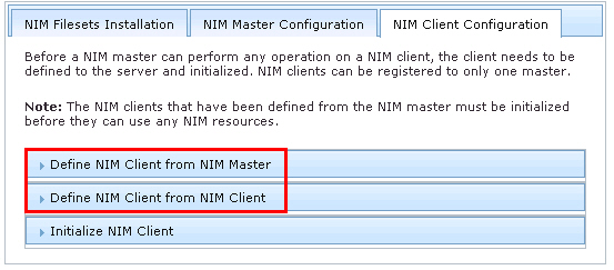 Ways to define the NIM client the NIM master