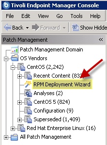 RPM Deployment Wizard in the navigation pane