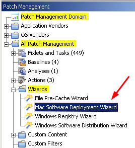 Mac Software Deployment Wizard from the navigation tree