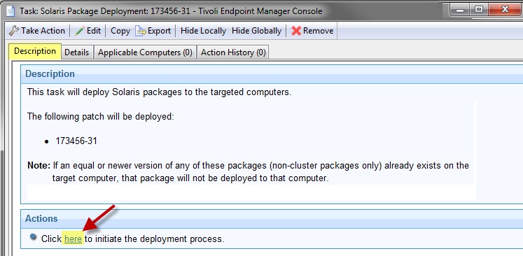 Description tab of the Solaris Package Deployment task
