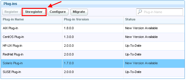 Unregister the Solaris download plug-in