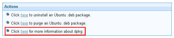 Selecting the link that gives information about the dpkg package manager