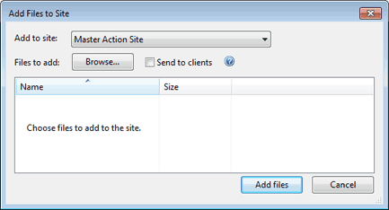 This window displays the Add Files to Site dialog.