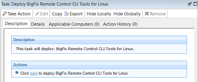 Description of what the Deploying CLI Tools for linux fixlet does.