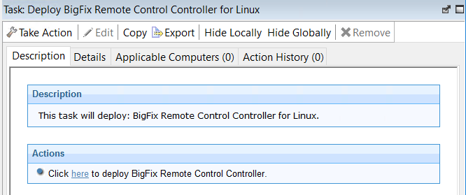 Description of what the Deploying a linux controller fixlet does.