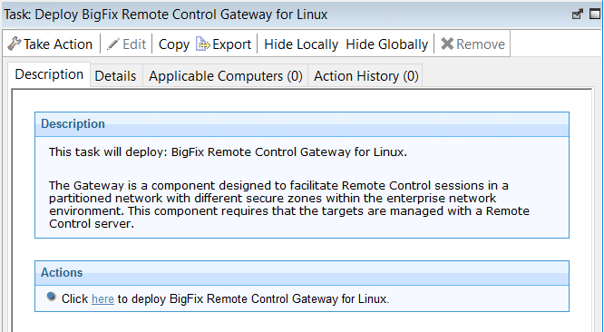 Description of what the Deploying gateway support for linux fixlet does.