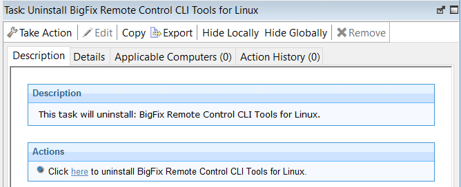 Description of what the Uninstalling controller for linux fixlet does.