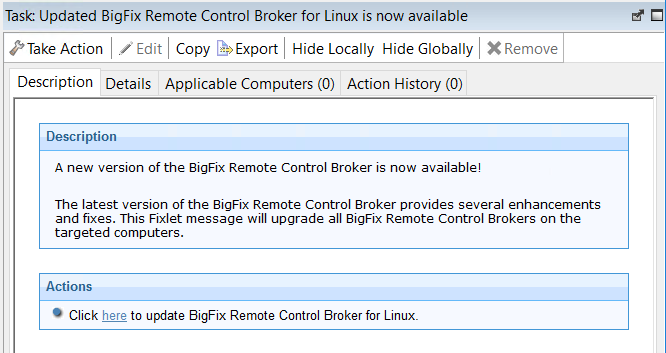 Description of the task that you can use to update the broker in Linux