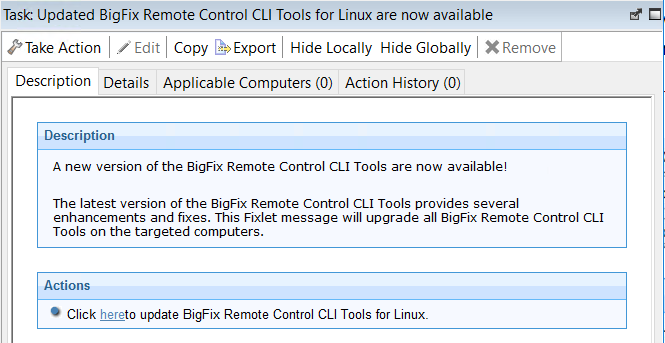 Description of the task that you can use to update the Linux cli