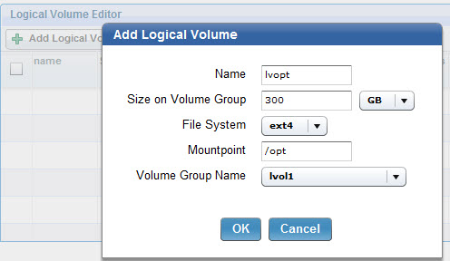 Adding a logical volume to a Linux bare metal profile