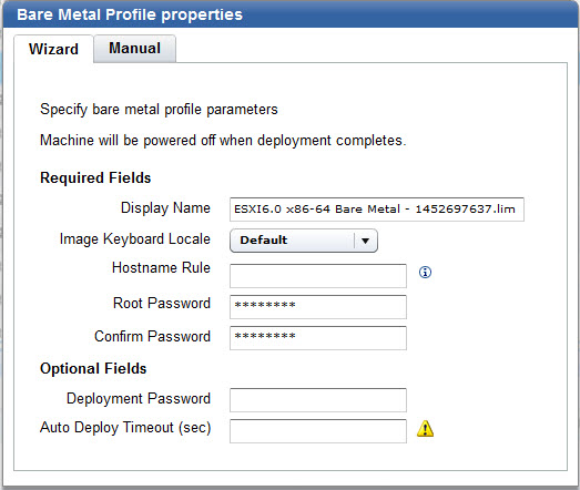 Creating a Bare Metal Profile for VMware images