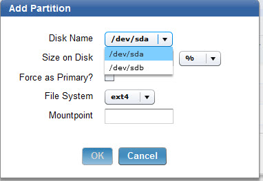 Specifying a partition for a physical disk