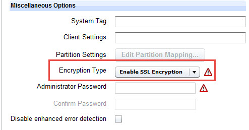 Specify encryption type