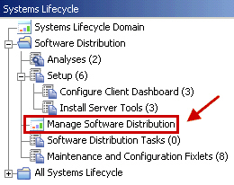 Software Distribution navigation tree