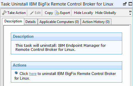 Description of what the Uninstalling broker support for linux fixlet does.