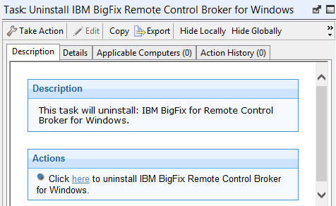 Description of what the Uninstalling broker support for windows fixlet does.