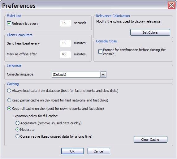 This window displays the Preferences dialog under which you can adjust certain system-wide parameters.