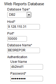 Web Reports connection for DB2