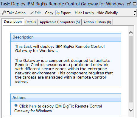 Description of what the Deploying gateway support for windows fixlet does.