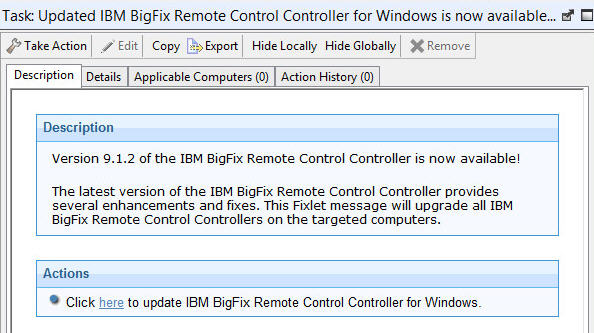 Description of the task to update the controller in a Windows operating system