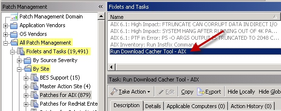 Run Download Cacher Tool - AIX task
