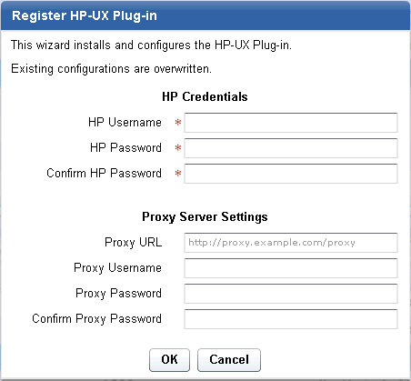 Register HP-UX download plug-in wizard
