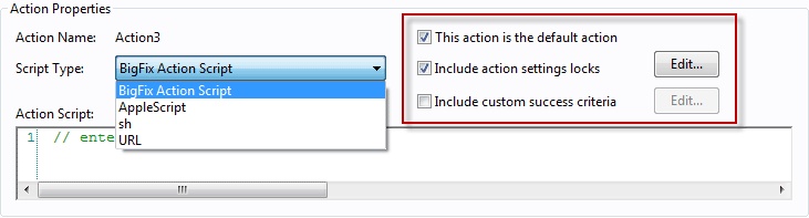 This window displays the Actions Properties panel where there are some more properties you can use to modify any Action.