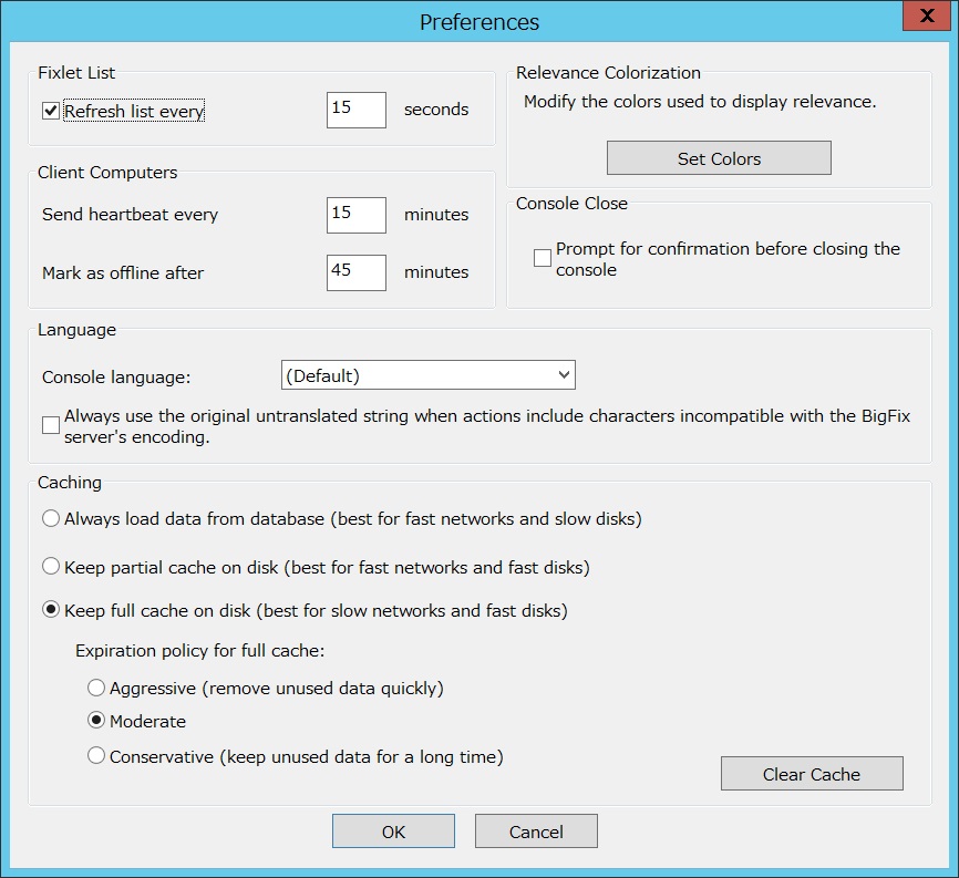This window displays the Preferences dialog under which you can adjust certain system-wide parameters.