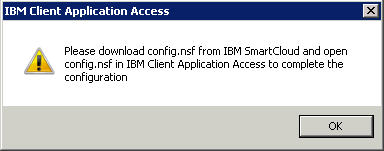 Please download config.nsf from IBM SmartCloud Service-only windows message
