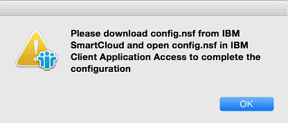 Please download config.nsf from IBM SmartCloud message on Mac OS